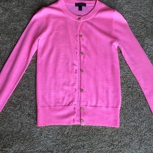 J. Crew Hot Pink Merino Wool Cardigan